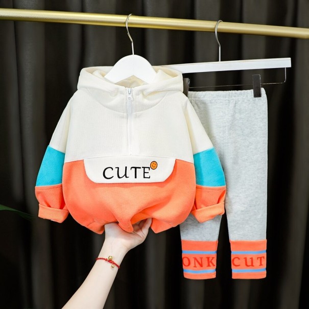 Tröja och leggings för tjejer L1257 orange 6-9 månader