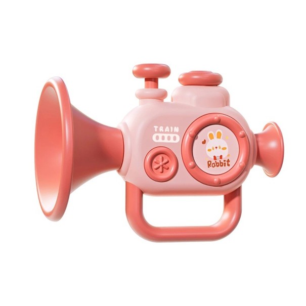 Trompete de plástico para crianças 12×9 cm Instrumento musical para crianças Brinquedo educativo para desenvolvimento da audição e ritmo rosa