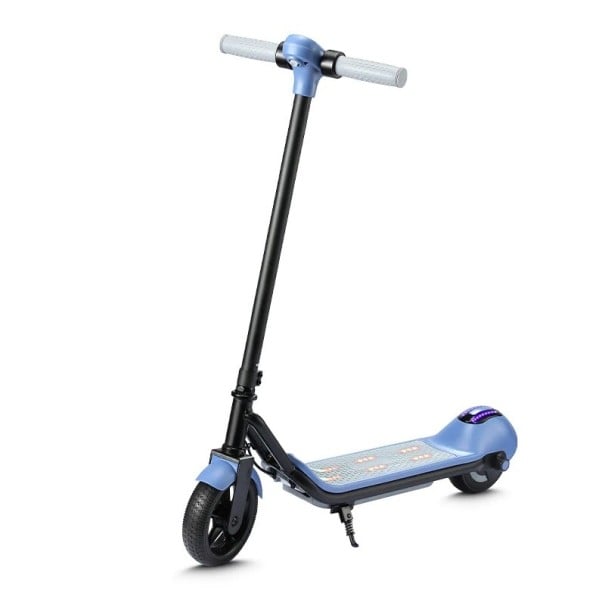 Trotineta electrică pentru copii cu iluminare LED, motor de 110W, viteză de 14 km/h, capacitate de încărcare de 60 kg, pliabilă, pentru copii și începători albastru