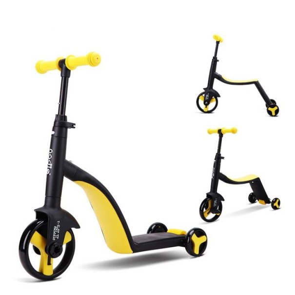 Trotinete infantil de três rodas amarelo