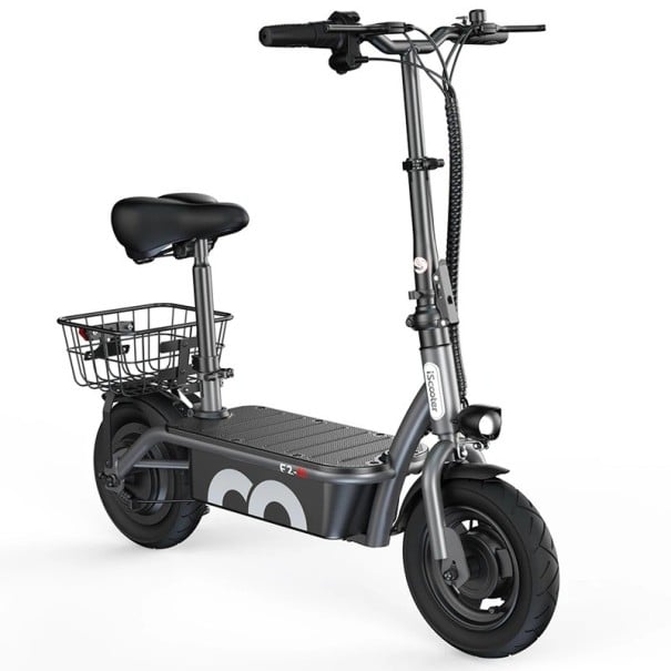 Trottineta electrică F2 cu scaun, motor 500W, baterie 36V 7,8Ah, roți de 10 inci, autonomie 30 km, capacitate de încărcare 120 kg, pliabilă, neagră