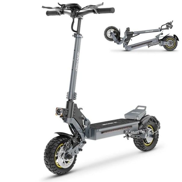 Trottineta electrică iE-S1, motor 800W, baterie 48V 15Ah, roți de teren de 10 inci, autonomie 30–40 km, capacitate de încărcare 120 kg, pliabilă, gri