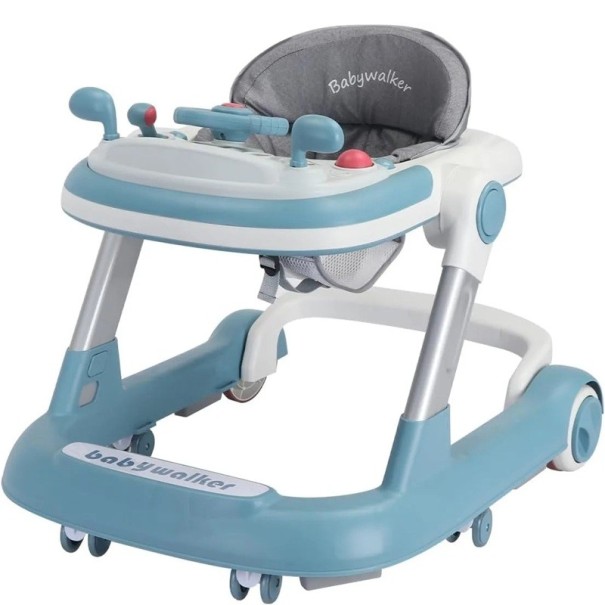 Trottinette 2 en 1 avec plateau amovible en plastique coton lin pliable pour enfants avec plateau musical bleu