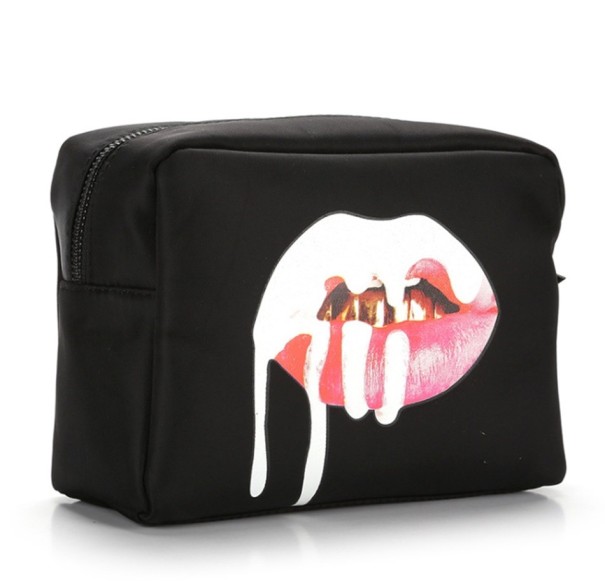 Trousse de maquillage avec impression de lèvres J1347 noir