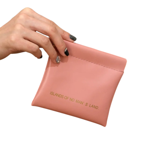 Trousse de maquillage en PU 12 x 11,5 cm Sac de rangement imperméable pour pièces Câbles de données Écouteurs Enveloppe rouge Portefeuille à fermeture automatique rose