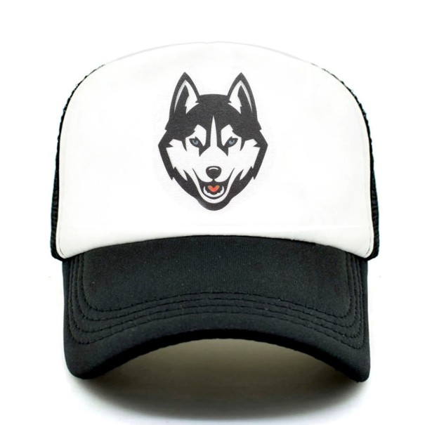 Trucker-Cap mit einem Wolf schwarz