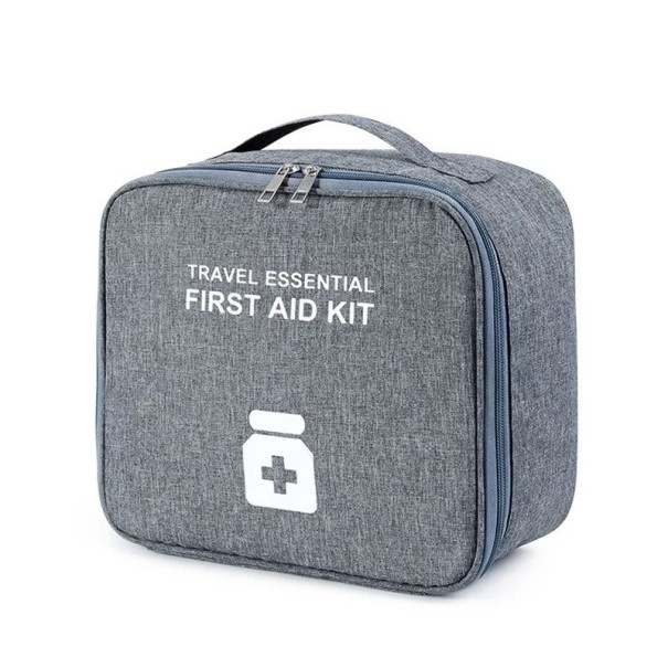 Trusa de prim ajutor de călătorie goală 25x22x12 cm Cutie medicală mare Prim ajutor pentru călătorie Farmacie la domiciliu Organizator de medicamente gri