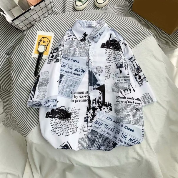Tryckt skjorta F567 vit M