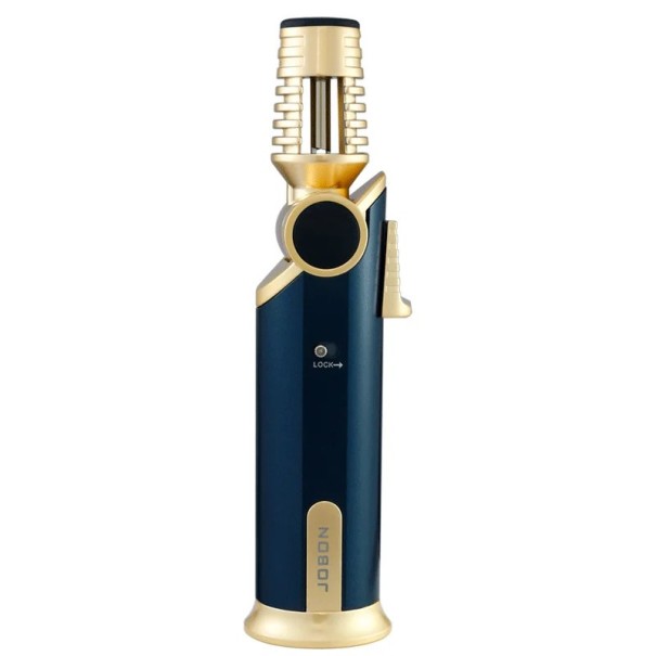 Tryskový plynový zapalovač Jobon ZB-333 Otočná tryska 360° 155 x 38 mm Zinková slitina Bezpečnostní zámek Na doutníky a grilování zlatá