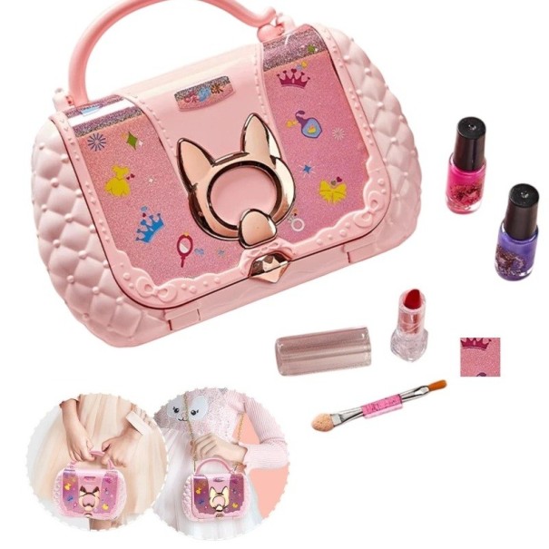 Τσάντα μακιγιάζ 19 x 5 x 16 cm Ανοιχτή 26 x 24 x 14 cm Παιδικό σετ με καθρέφτη Γυαλιστερό κραγιόν σκιές βερνίκι κραγιόν ρουζ Τσάντα με αλυσίδα 1