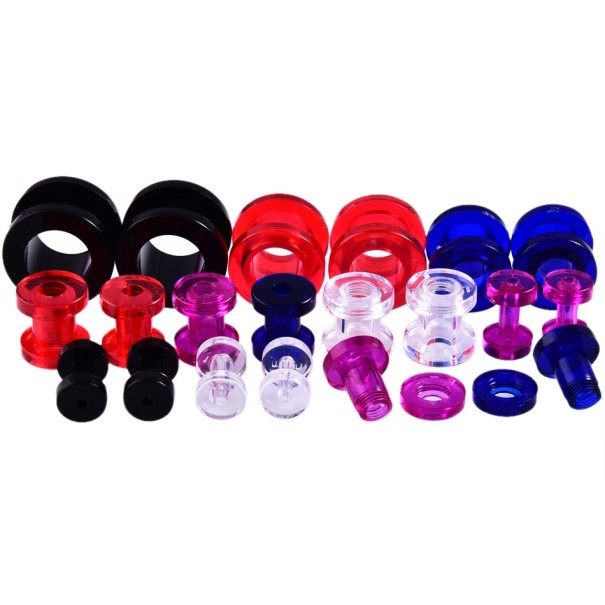 Túneis de acrílico transparente com rosca - 2 pcs azul 3 mm