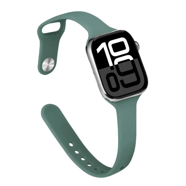 Tunn silikonrem för Apple Watch S10 42 mm och 38 mm 40 mm 41 mm Lätt andningsbar mjuk ersättningsrem kompatibel med flera modeller för sport och vardagligt bruk grå-grön