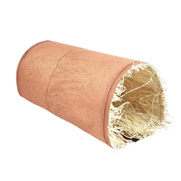 Tunnel for Rodents 20.5 x 9 x 10 cm Natural Tunnel Made of Cotton, Hemp and Hay Interactive Toy for Rabbits, Guinea Pigs and Hamsters pink