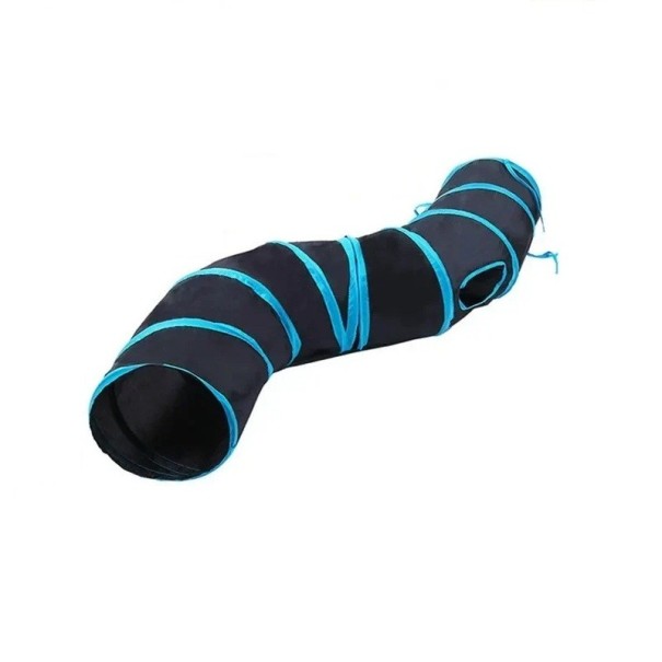 Tunnel pliable pour chat 122 x 25 cm Tunnel de jeu en polyester en forme de S Tunnel de passage pour chats Jouet pour jouer et se cacher 1