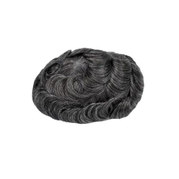 Tupé pro muže vlasová náhrada 0,12–0,14 mm Tenká kožní báze 15,2 x 22,9 cm Rovné pravé lidské vlasy Hustota 130 % Barva černá s 30 % šedé 1