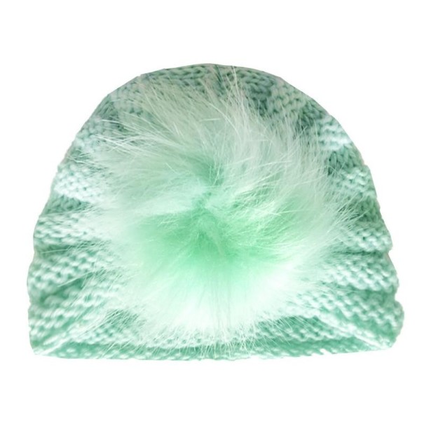 Turban pentru copii cu pompon verde deschis