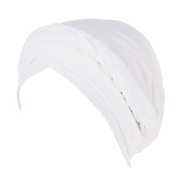 Turbante de mujer con trenza blanco