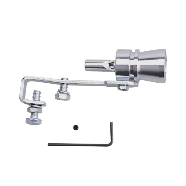 Turbo apito de escape S 101,3 × 19,5 mm Prateado universal simulador de som de turbo tubo de apito em alumínio tuning acessório decorativo 1