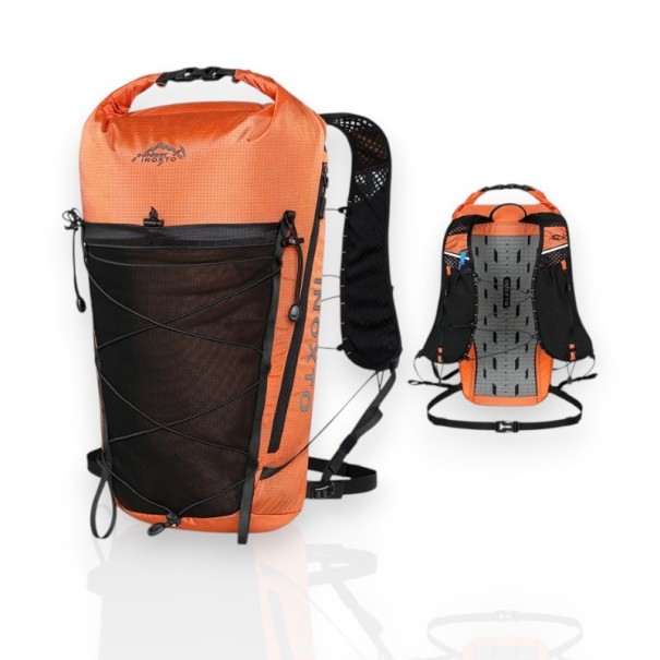Turistický batoh 20 l 30 x 23 x 8 cm Rolovací uzávěr a přední šňůrování Vodotěsný polyester Vestovité popruhy Unisex Na lezení a kempink oranžová