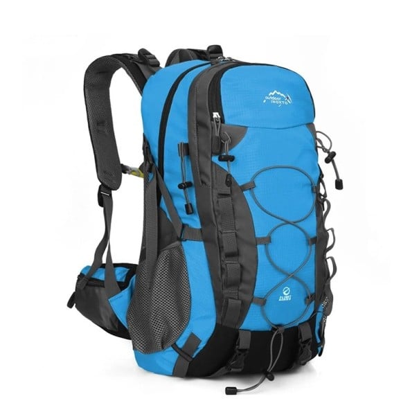 Turistický batoh 40 l Odolná nylonová konstrukce Spousta kapes a elastické šňůry Unisex Na trekking horolezectví kempink a cestování modrá