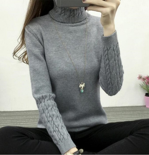 Turtleneck pentru femei A2125 gri XS