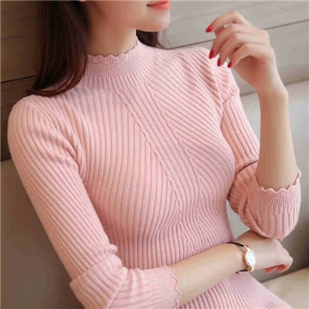 Turtleneck pentru femei A2126 roz