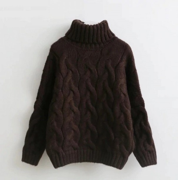 Turtleneck pentru femei A2321 maro