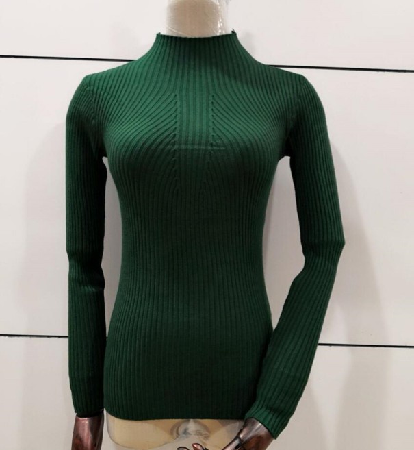 Turtleneck pentru femei A2945 verde inchis M