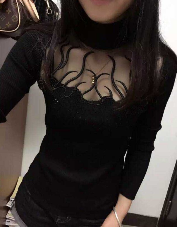 Turtleneck pentru femei A2979 negru M