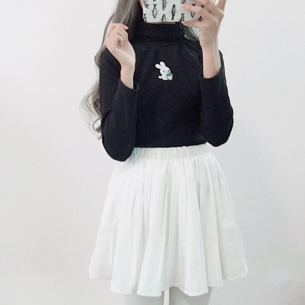 Turtleneck pentru femei cu iepure negru