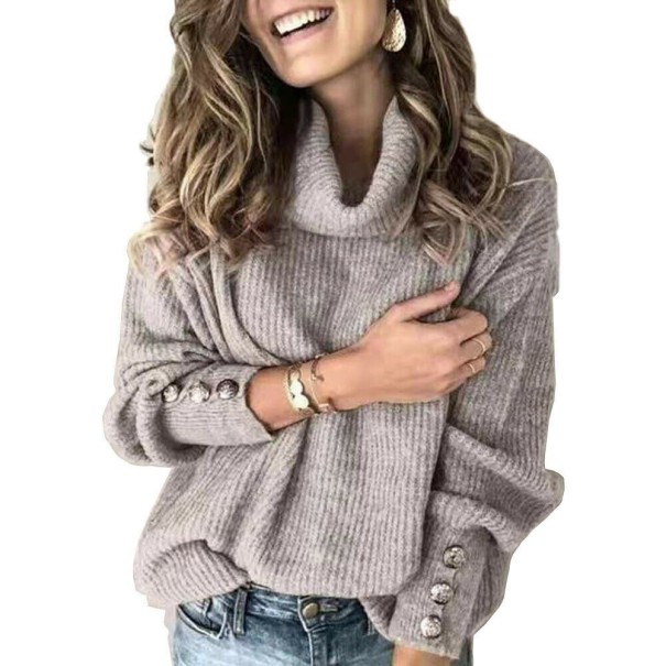 Turtleneck pentru femei cu nasturi G304 gri XL