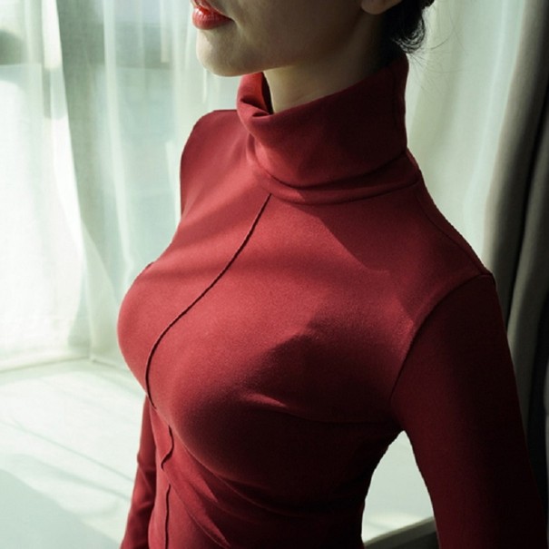 Turtleneck pentru femei G215 roșu S