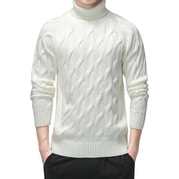 Turtleneck tröja för män F213 vit XL