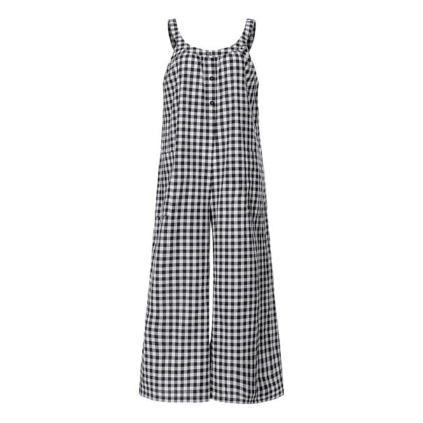 Tuta estiva a quadri da donna nero 5XL