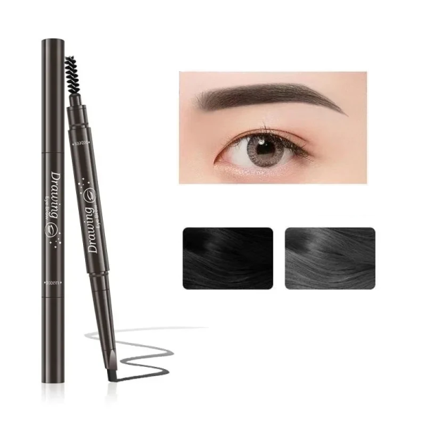 Tužka na obočí dvouhlavá s kartáčkem Voděodolná dlouhotrvající tužka na obočí pro precizní tvarování a úpravu obočí Každodenní make-up černá