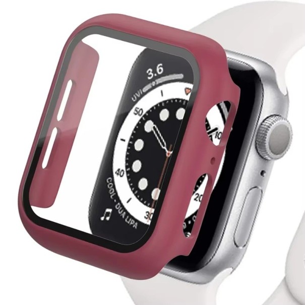 Tvrzené sklo kryt pro Apple Watch 38 mm, 360° ochranný rámeček, pevný kryt na celý displej, příslušenství pro Series 1, 2, 3 vínová