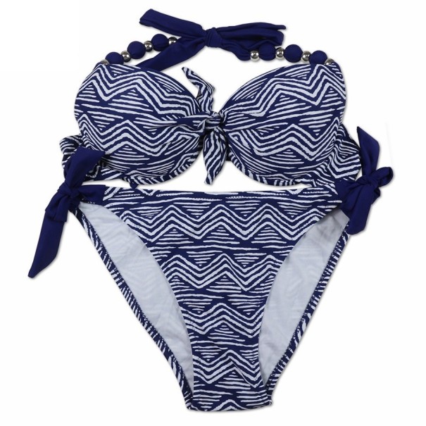 Tweekleurige bikini voor dames - Blauw-wit