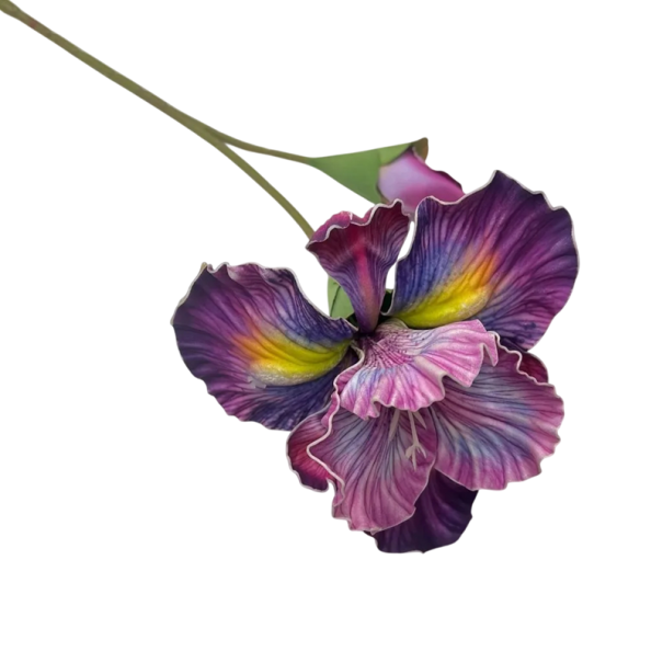 Two-Headed Artificial Decorative Flower on Stem 46x15 cm Plastic Realistic Flower Design for Arranging in a Vase and Interior Decoration purple