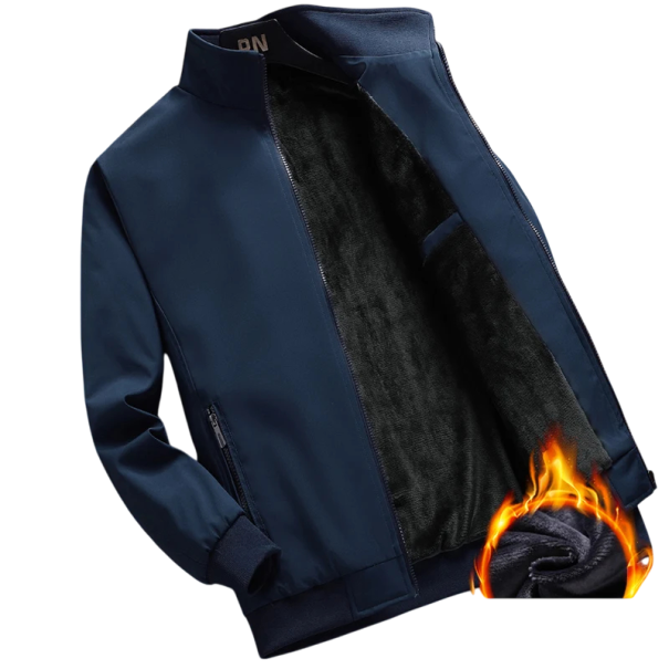 Tykk varm herre vinterjakke med lynlås og rullekrave POLYESTER afslappet efterårsjakke forskellige farver til mænd mørkeblå XS