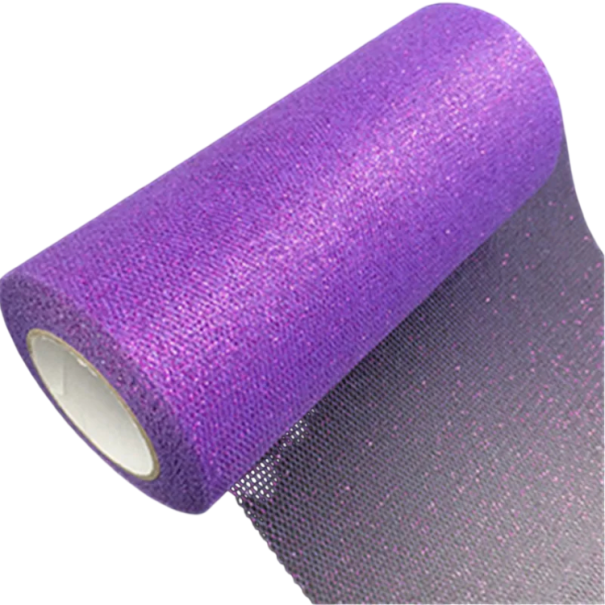 Tylová látka v roli lesklá 15 cm x 22 m jemná dekorativní tylová síťovina pro DIY dekorace narozeninové a dětské oslavy fialová