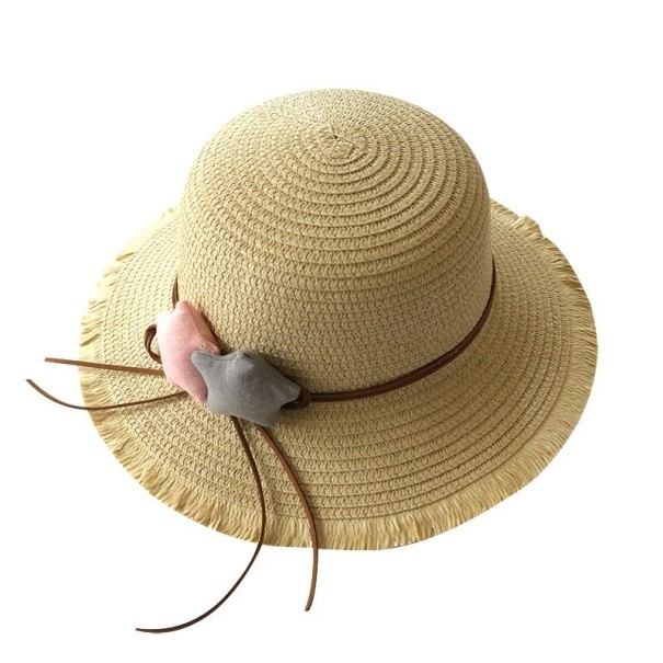 Tytön olkihattu tähdillä beige