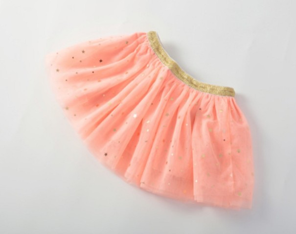 Tyttöjen hame kimaltelevilla tähdillä J889 oranssi 2