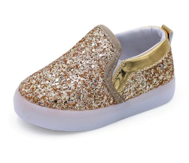 Tyttöjen hohtavat slip-on-lenkkarit kultainen 24,5