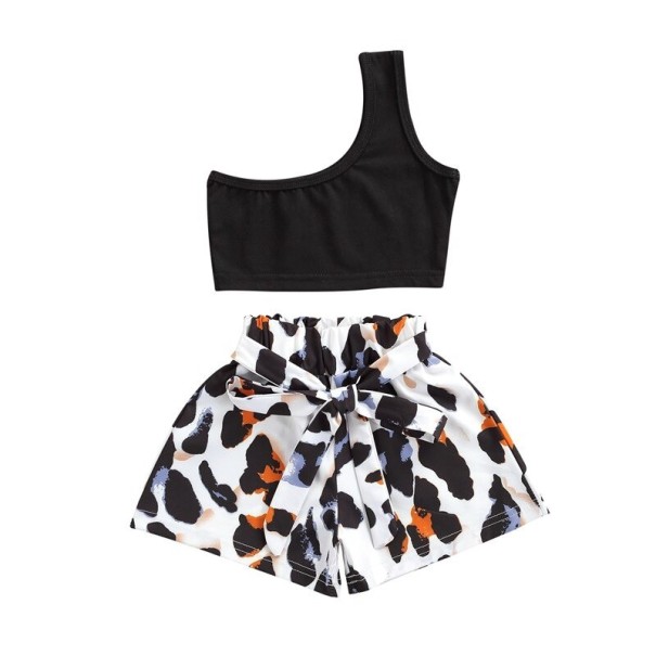 Tyttöjen lyhyt toppi ja shortsit L1282 1