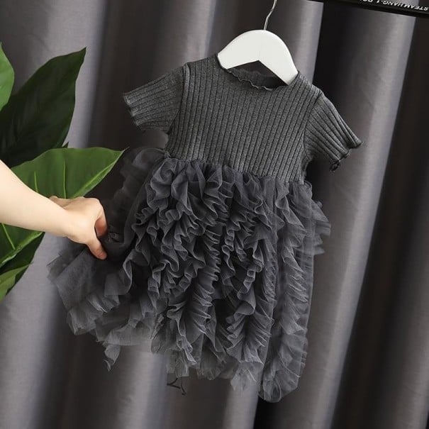 Tyttöjen mekko N352 tummanharmaa 4