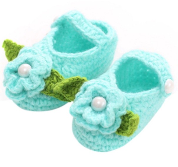 Tyttöjen neulotut tohvelit turkoosi