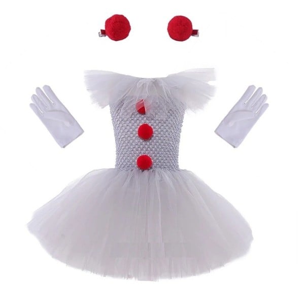Tyttöjen Pennywise-kostyymi Halloweenkostyymi Pennywise-kostyymi tytöille Cosplay Pennywise lisävarusteilla 10