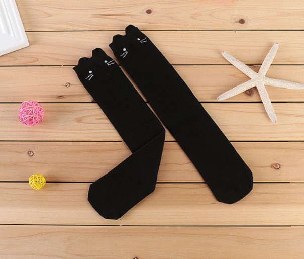 Tyttöjen polvisukat - Kitty musta