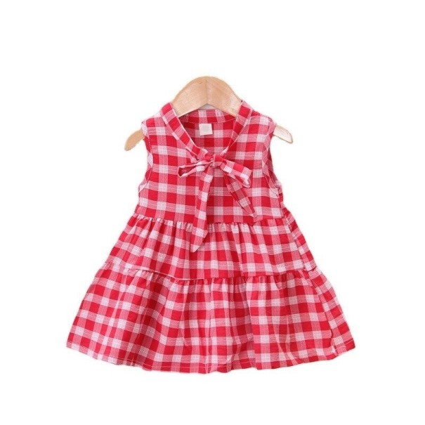 Tyttöjen ruudullinen mekko N366 punainen 3