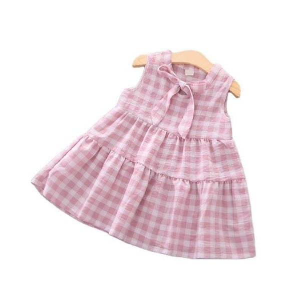 Tyttöjen ruudullinen mekko N366 vaaleanpunainen 5